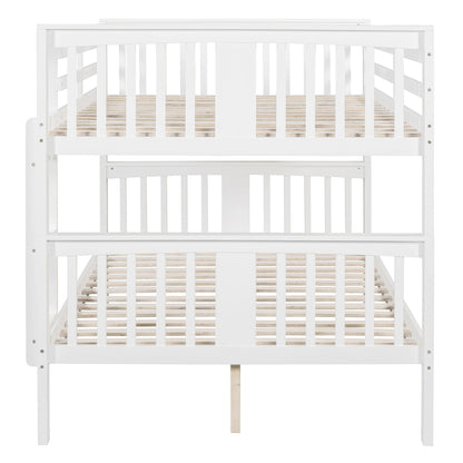 Full Over Full Bunk Bed With Ladder For Bedroom - White