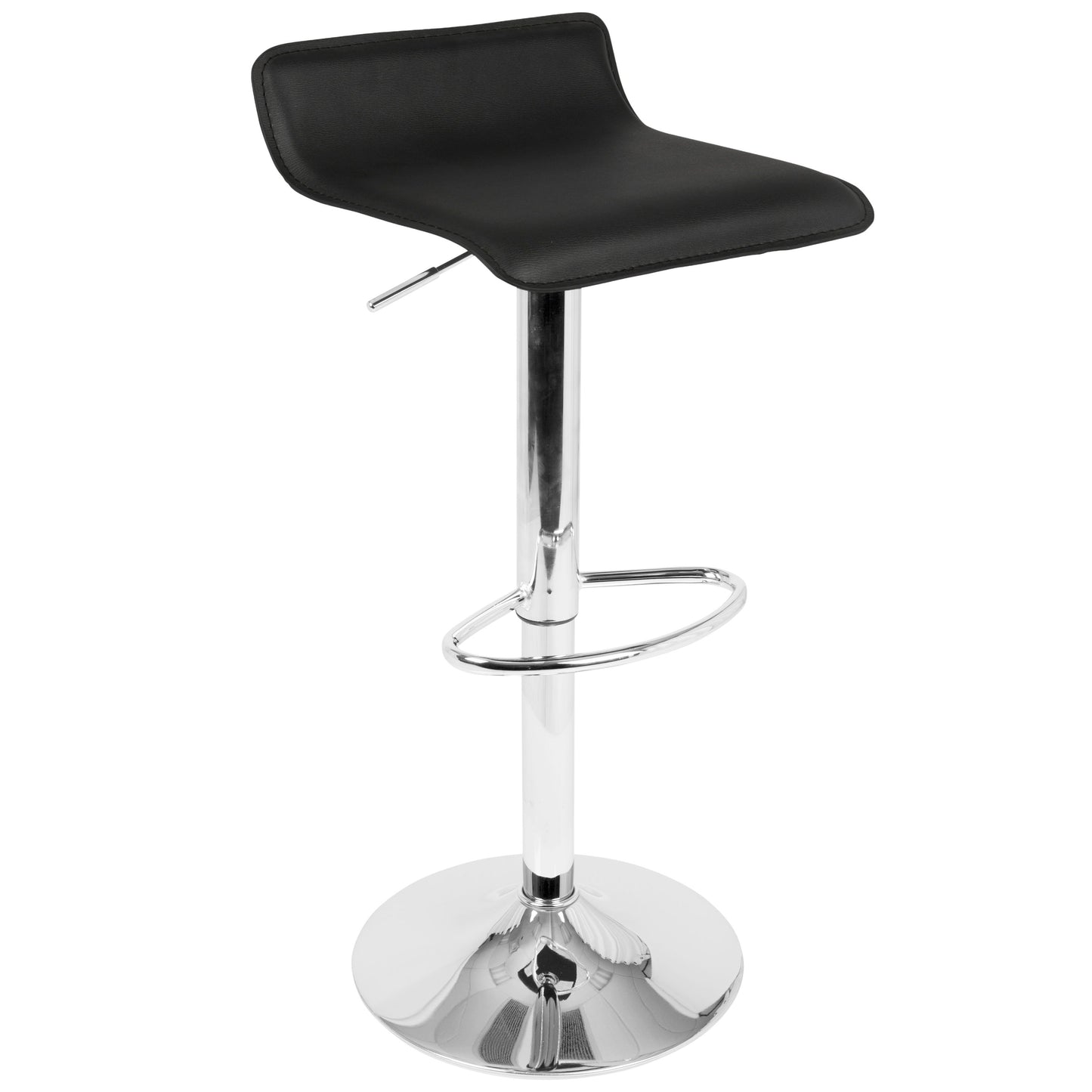 Ale - 3 Piece Bar Set Bistro Square Contemporary Adjustable Oval Footrest - Silver / Chrome - Black