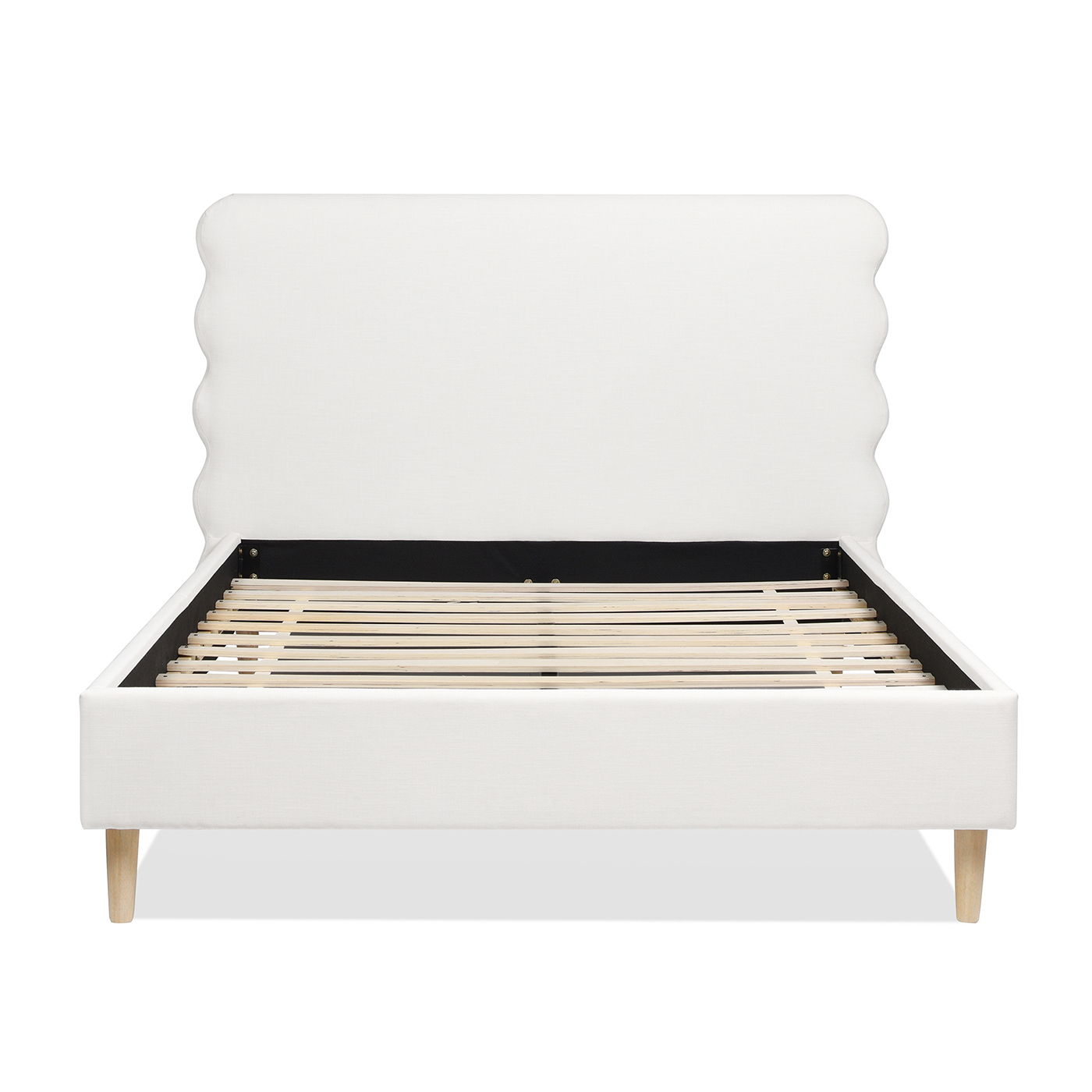 Stockholm - Queen Modern Wavy Headboard Platform Bed - Antique White