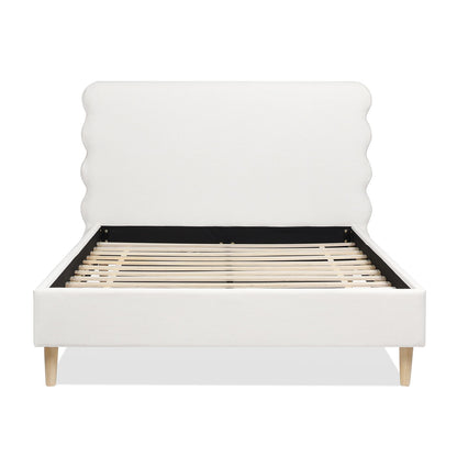 Stockholm - Queen Modern Wavy Headboard Platform Bed - Antique White