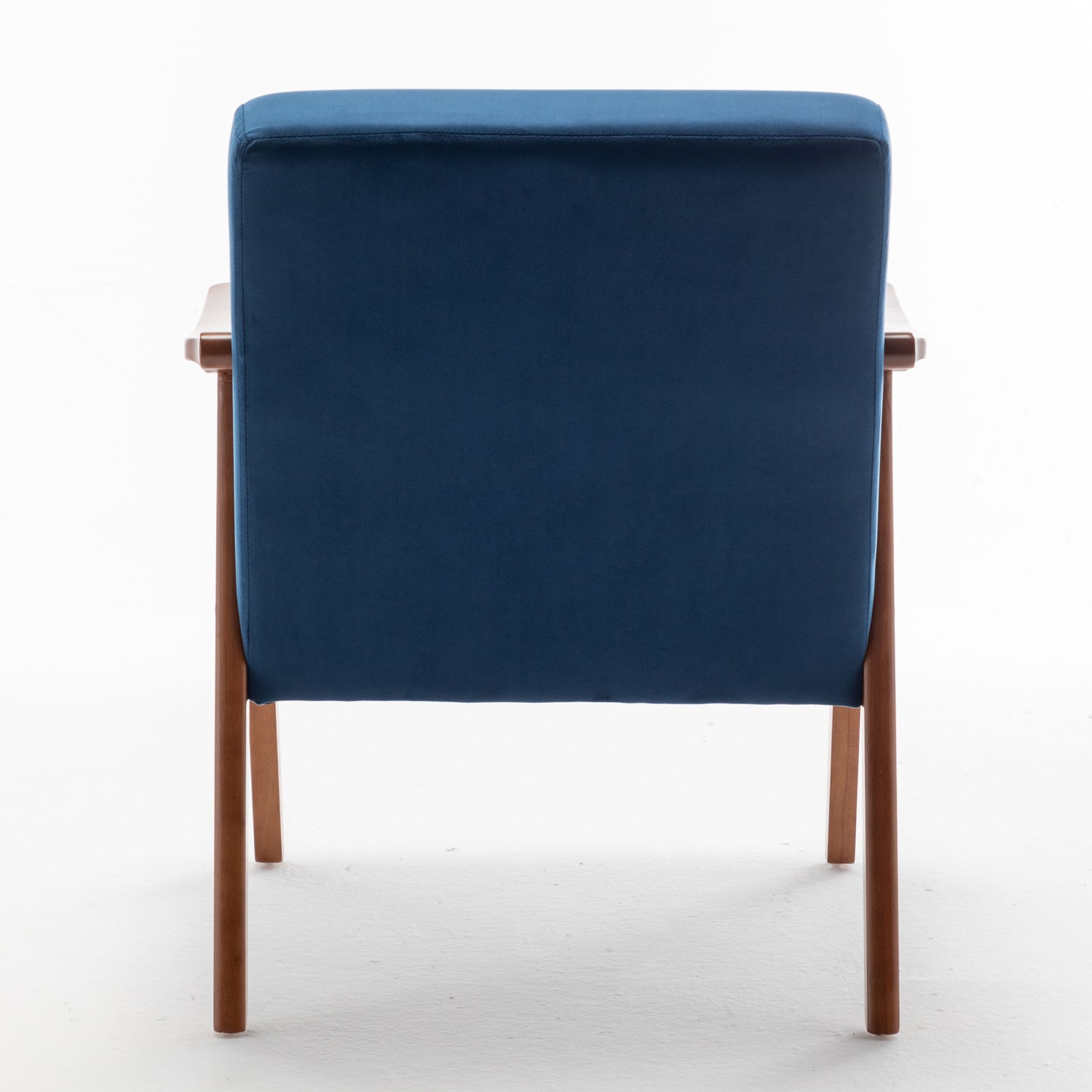 Mid Century Modern Wingback Accent Chair With Solid Wood Frame And Extra Thick Backrest - Lounge Chair For Living Room, Bedroom, Or Reading Room - Blue