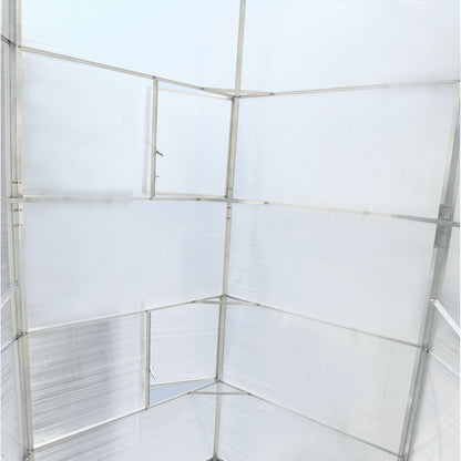 6.3'x10.2'x7' Polycarbonate Greenhouse, Heavy Duty Outdoor Aluminum Walk-In Green House Kit With Rain Gutter, Vent And Door For Backyard Garden - Aluminium