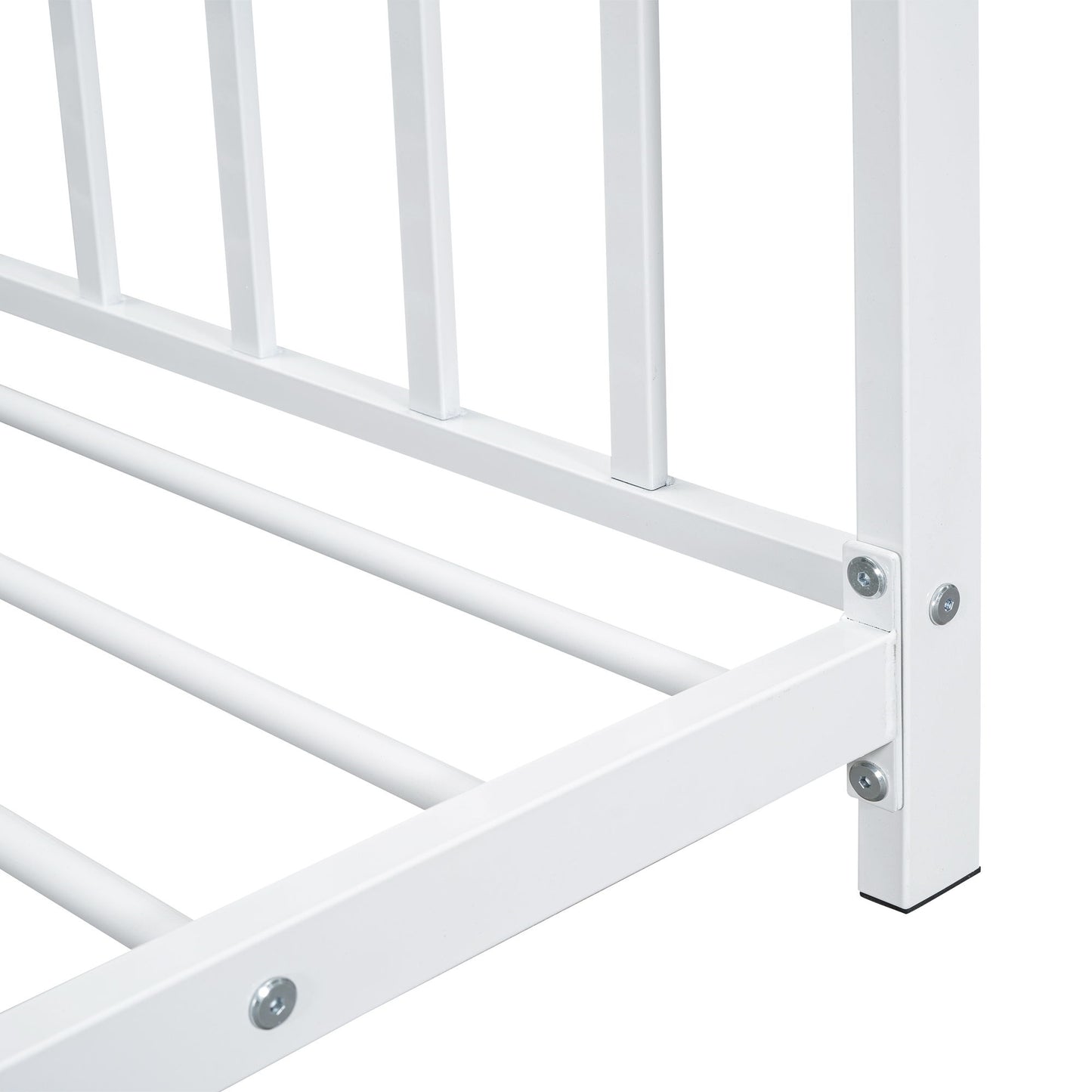 Twin Size Metal House Platform Bed - White