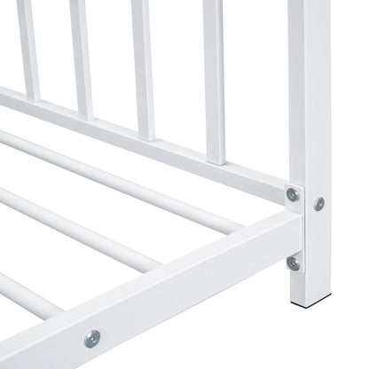 Twin Size Metal House Platform Bed - White