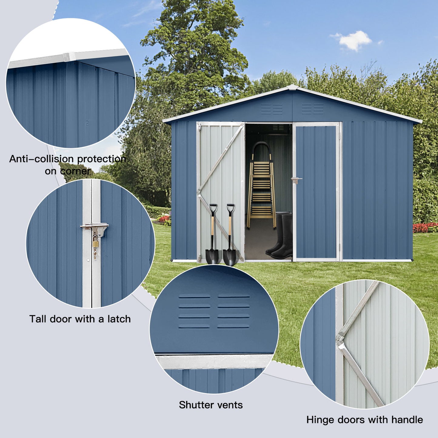 10'x12' Garden Sheds Outdoor Storage Sheds - Blue