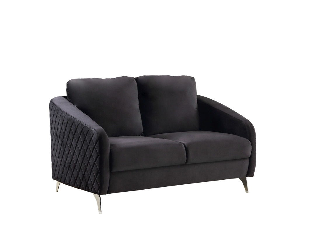 Sofia - Velvet Modern Chic Loveseat Couch - Black