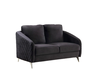 Sofia - Velvet Modern Chic Loveseat Couch - Black