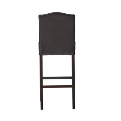 Bar Stools (Set of 2), Upholstered Barstools Armless, Rubber Wood Leg - Brown