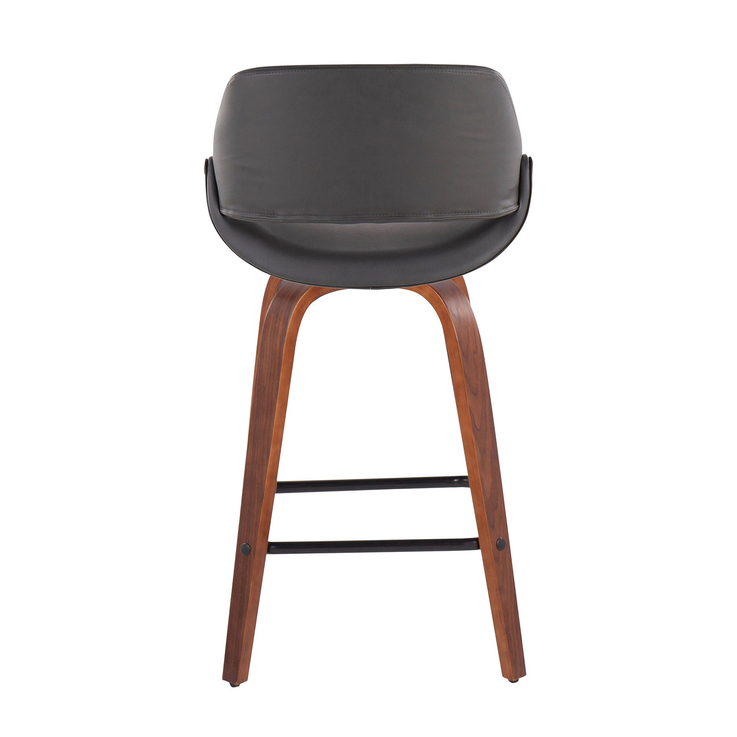 Fabrico - Mid-Century Modern Fixed Height Counter Stool With Square Footrest (Set of 2) - Walnut / Gray