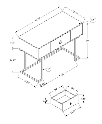 Computer Desk For Home Office, Laptop, Storage Drawers, Glossy Contemporary & Modern - White