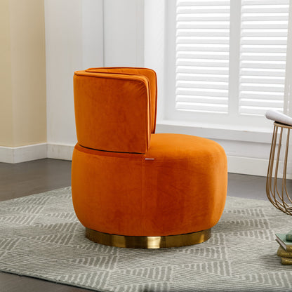 360 Degree Swivel Cuddle Barrel Accent Sofa Chair, Fluffy Round Armchair - Orange
