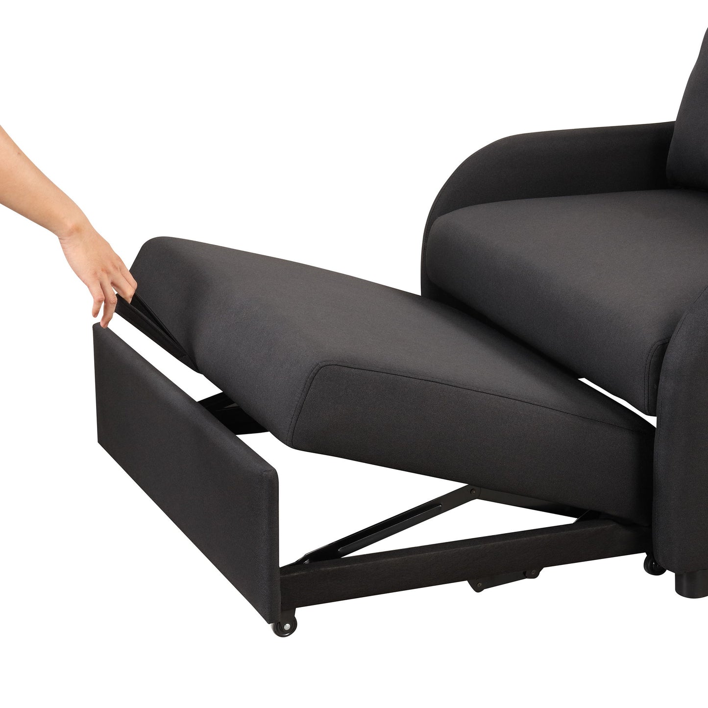 3 In 1 Pull Out Sofa Sleeper With Wing Table And USB Charge - Black
