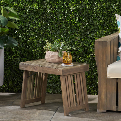 Temptation - Outdoor Foldable Side Table With Slat Design - Gray