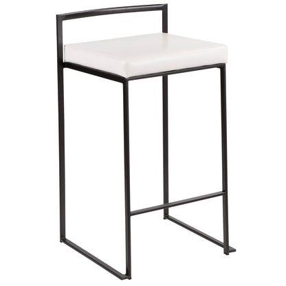Fuji - Contemporary Stackable Counter Stool (Set of 3) - Black / White