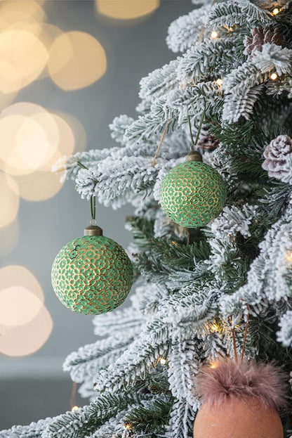 Christmas Ball Ornaments, Glass Decorative Hanging Ball Christmas Tree Ornaments For Holiday Party Decorations (Set of 12) - Green