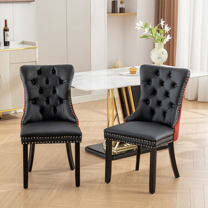 Nikki - Modern, High-End Tufted Solid Wood Contemporary And Velvet Upholstered Dining Chair With Wood Legs Nailhead Trim (Set of 2) - Black / Winered / Burgundy