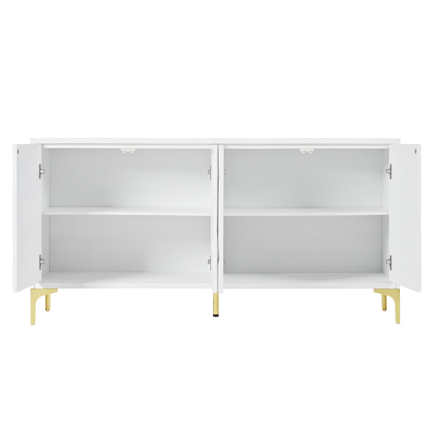 Creative Carved 4 Door Sideboard With Handleless Press To Open Design - White