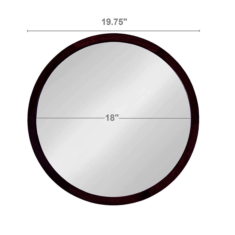 Circle Wall Mirror With Wooden Frame And Walnut Finish, Wall Mirror For Living Room Dining Room - Brown