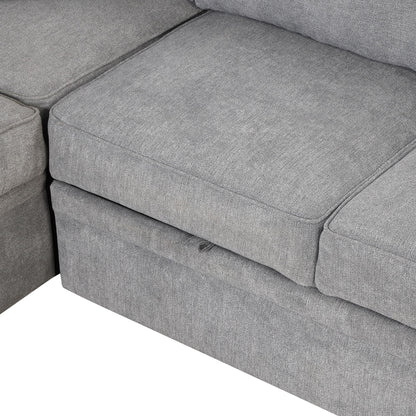 Sleeper Sofa Bed, 2 In 1 Pull Out Sofa Bed L Shape Couch With Storage Ottoman For Living Room, Bedroom Couch And Small Apartment - Gray