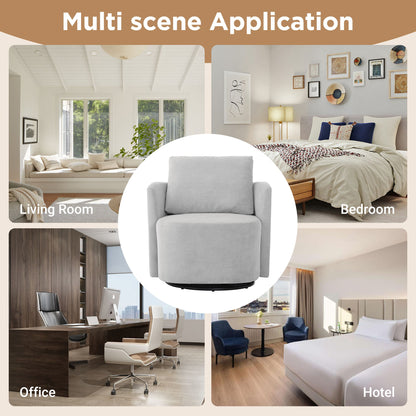 Modern 360ÔøΩÔøΩ Swivel Accent Barrel Armchair Chenille, Upholstered With Curved Design For Living Room, Bedroom, Office, And Hotel - Gray