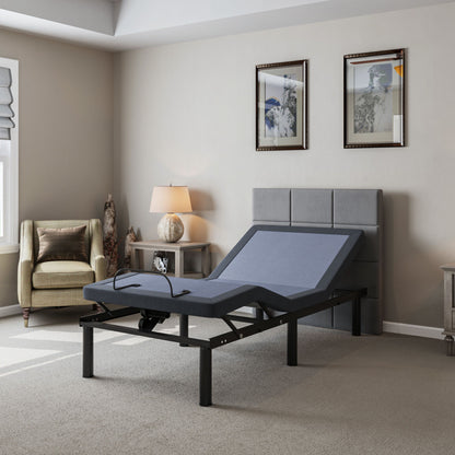 Bt2000 - Twin Adjustable Bed Base With Full-Range Positions Adjustment - Blue / Gray