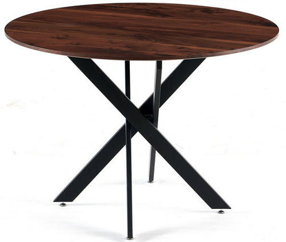 Table Mid-Century Dining Table For 4 - 6 People With Round MDF Table Top, Pedestal Dining Table, End Table Leisure Coffee Table, Cross Leg - Matte Black / Natural