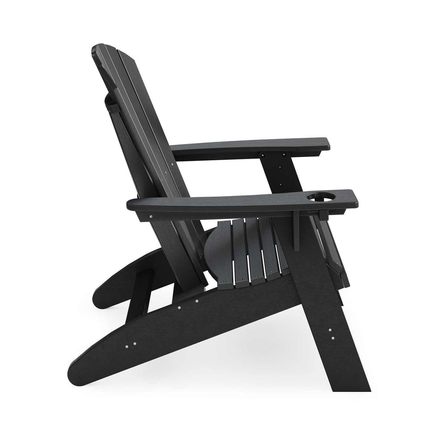 Adirondack Chair Sturdy HDPE Poly Lumber For Poolside, Patio, And Garden Relaxation - Black