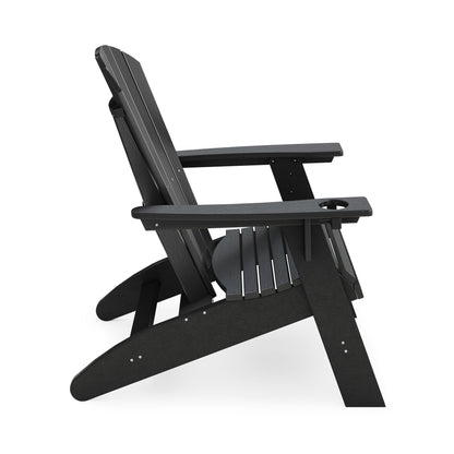 Adirondack Chair Sturdy HDPE Poly Lumber For Poolside, Patio, And Garden Relaxation - Black