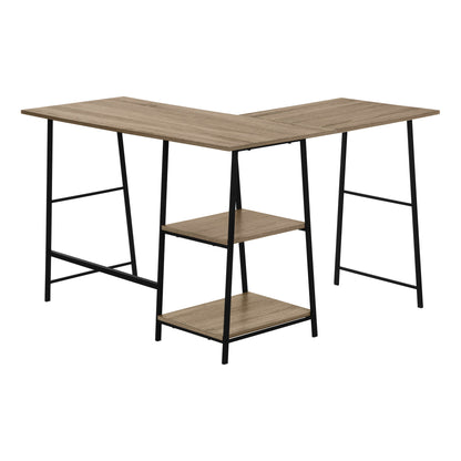 Computer Desk, Home Office, Corner, Storage Shelves, L-Shape, Work, Laptop, Contemporary, Modern - Taupe
