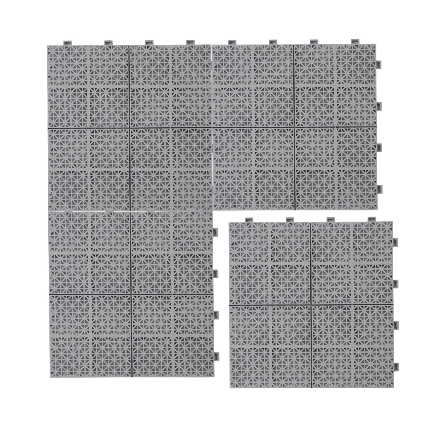 Interlocking Deck Tiles Plastic Waterproof Outdoor All Weather Anti-Slip Bathroom Shower Balcony Porch Strong Weight Capacity Upto 6613 Lbs, Rosette Pattern Pack Of 12 - Gray