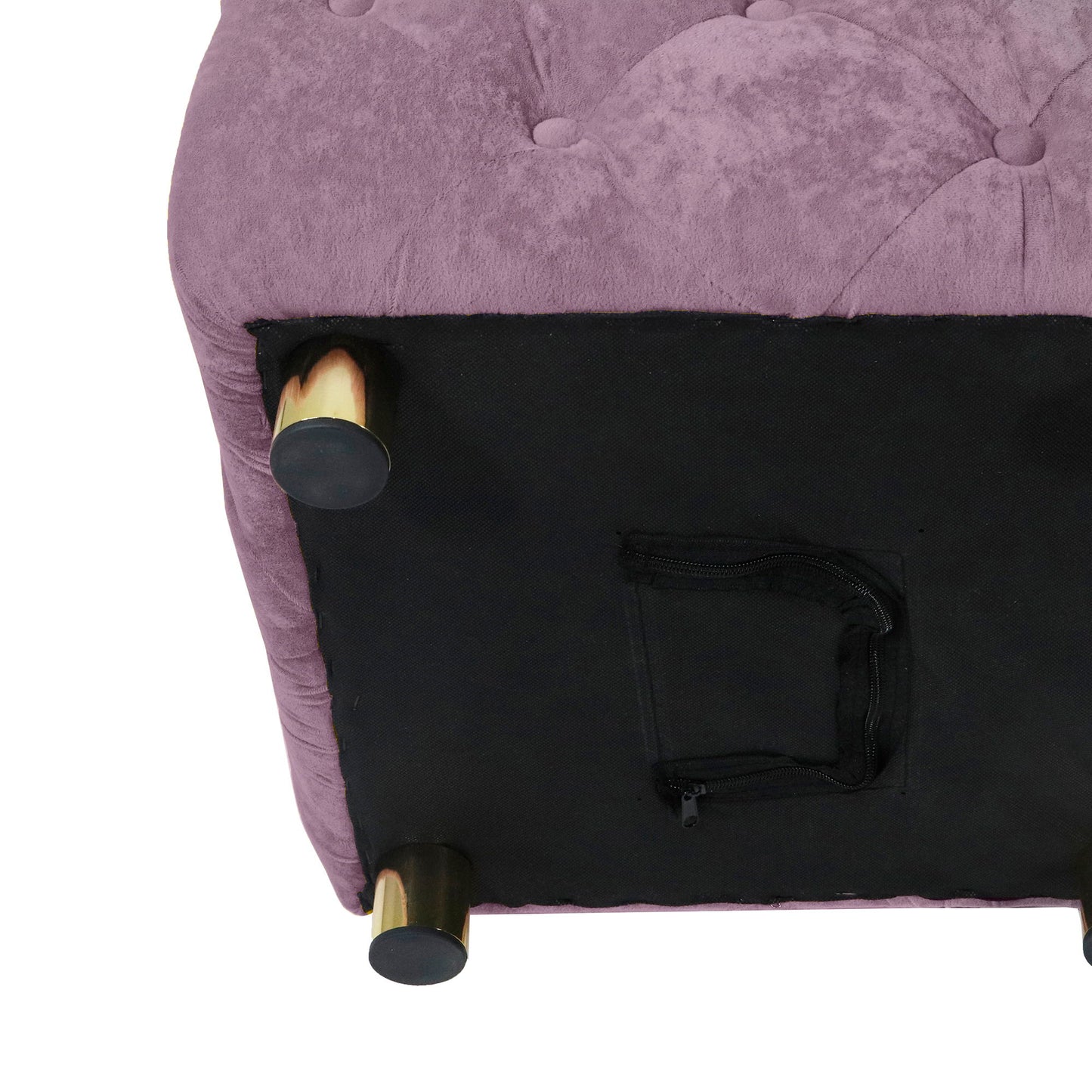 Modern Velvet Upholstered Ottoman, Exquisite Small End Table, Soft Foot Stool, Dressing Makeup Chair, Comfortable Seat For Living Room, Bedroom, Entrance - Purple