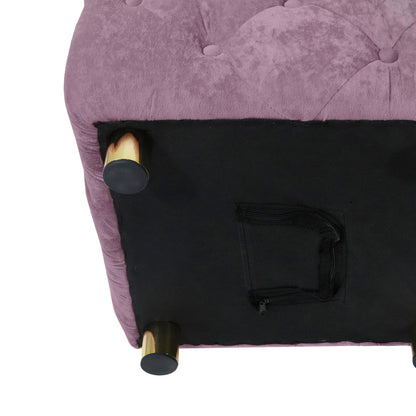 Modern Velvet Upholstered Ottoman, Exquisite Small End Table, Soft Foot Stool, Dressing Makeup Chair, Comfortable Seat For Living Room, Bedroom, Entrance - Purple