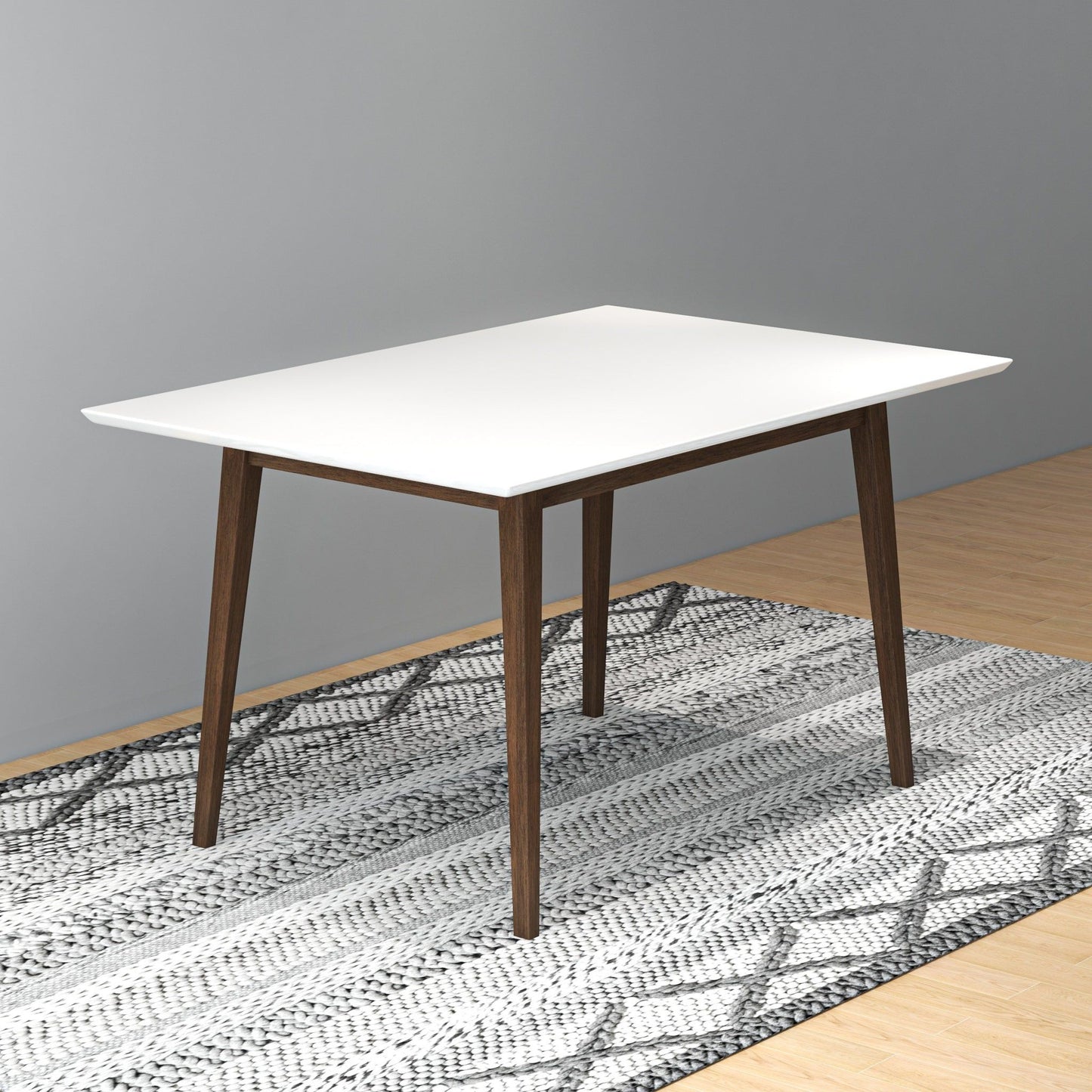 Levi - Modern Style Rectangular Dining Kitchen Table - Dark Brown / White