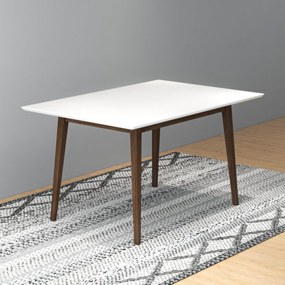 Levi - Modern Style Rectangular Dining Kitchen Table - Dark Brown / White