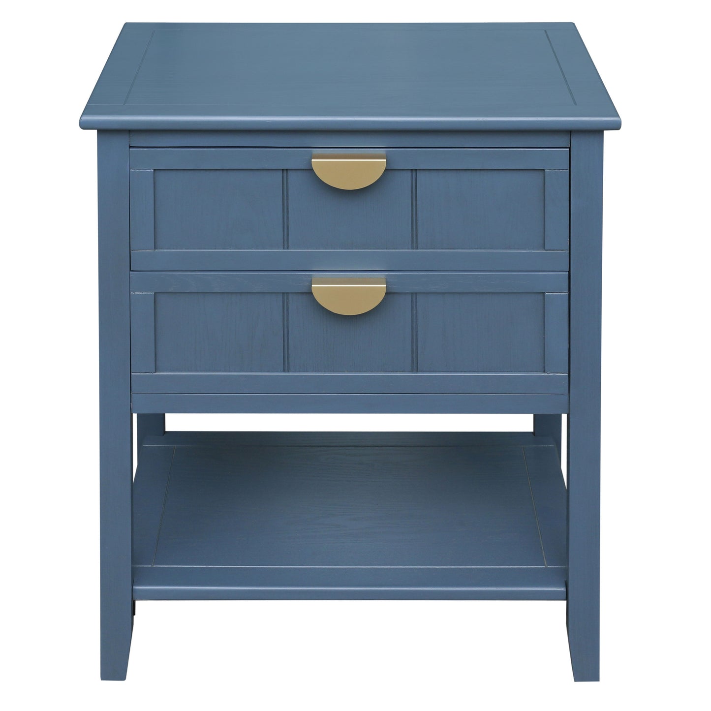 2 Drawer Side Table, American Style, End Table, Suitable For Bedroom - Blue