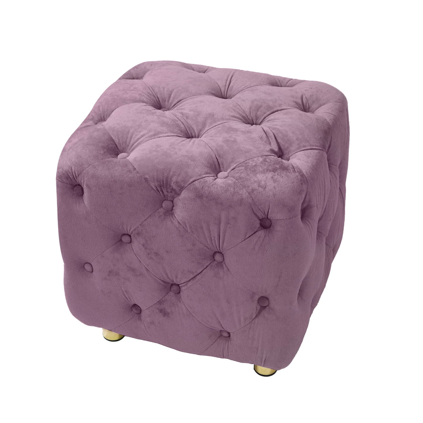 Modern Velvet Upholstered Ottoman, Exquisite Small End Table, Soft Foot Stool, Dressing Makeup Chair, Comfortable Seat For Living Room, Bedroom, Entrance - Purple