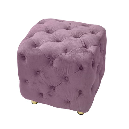 Modern Velvet Upholstered Ottoman, Exquisite Small End Table, Soft Foot Stool, Dressing Makeup Chair, Comfortable Seat For Living Room, Bedroom, Entrance - Purple