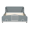 Full Size Car Shaped Platform Bed With Wheels - Gray
