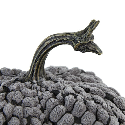 Chenille Weighted Pumpkin Ornament Decor For Holiday Harvest Festival Fall Festival & Thanksgiving (Set of 2) - Gray