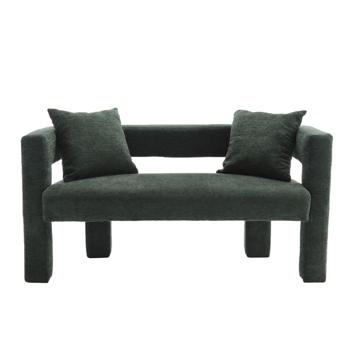 Modern Loveseat Sofa, Comfy Upholstered 2 Seater - Emerald
