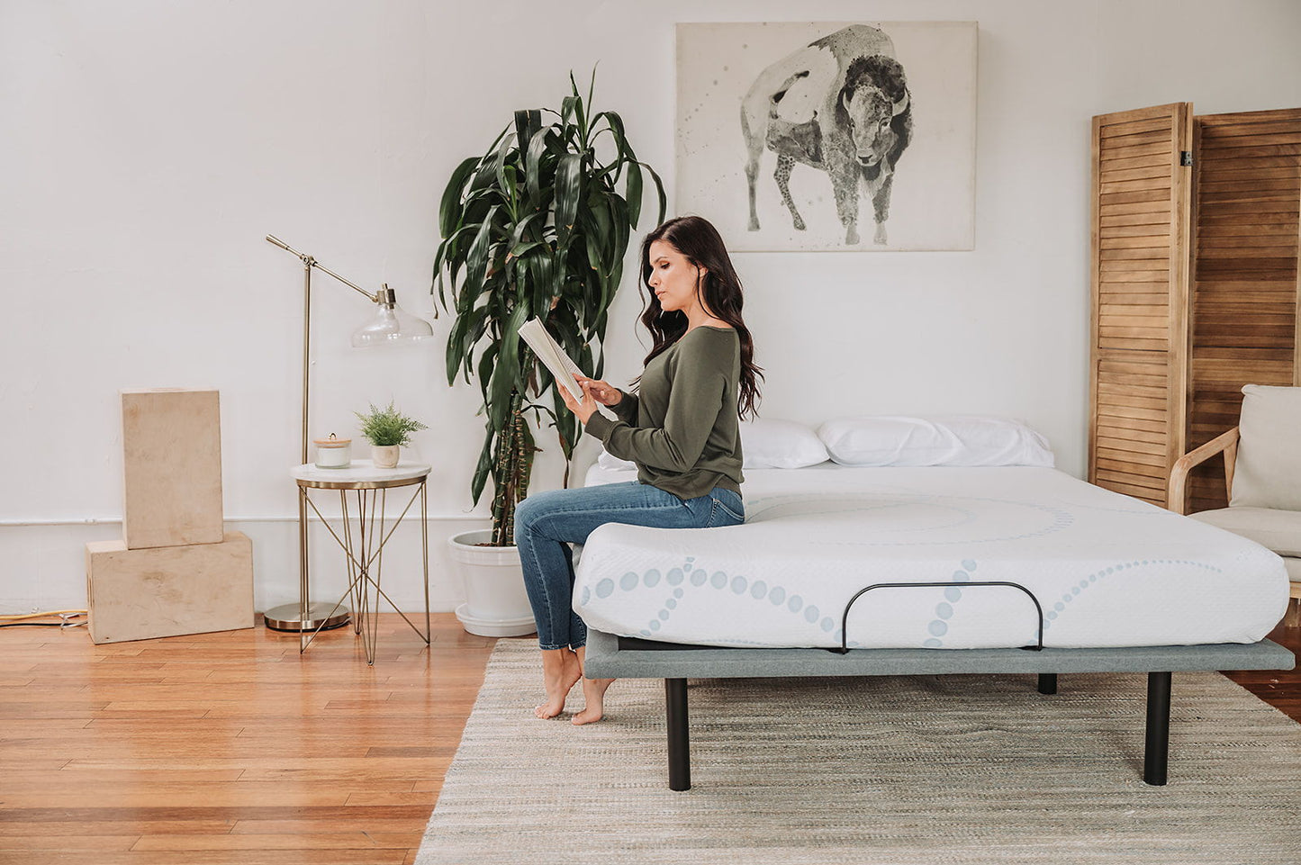 8" Twin Memory Foam Mattress - White, Light Blue