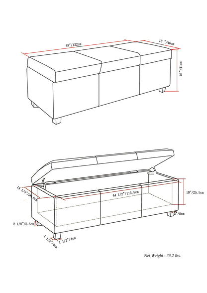 Avalon - Storage Ottoman Bench - Denim Blue