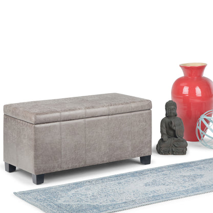 Dover - Storage Ottoman Bench - Distressed Gray Taupe