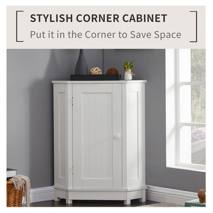 Bathroom Cabinet Triangle Corner Storage Cabinet With Adjustable Shelf Modern Style - White