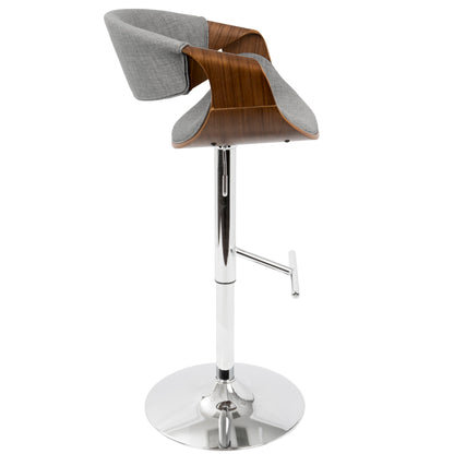 Curvo - Mid-Century Modern Adjustable Barstool With Swivel (Set of 2) - Gray
