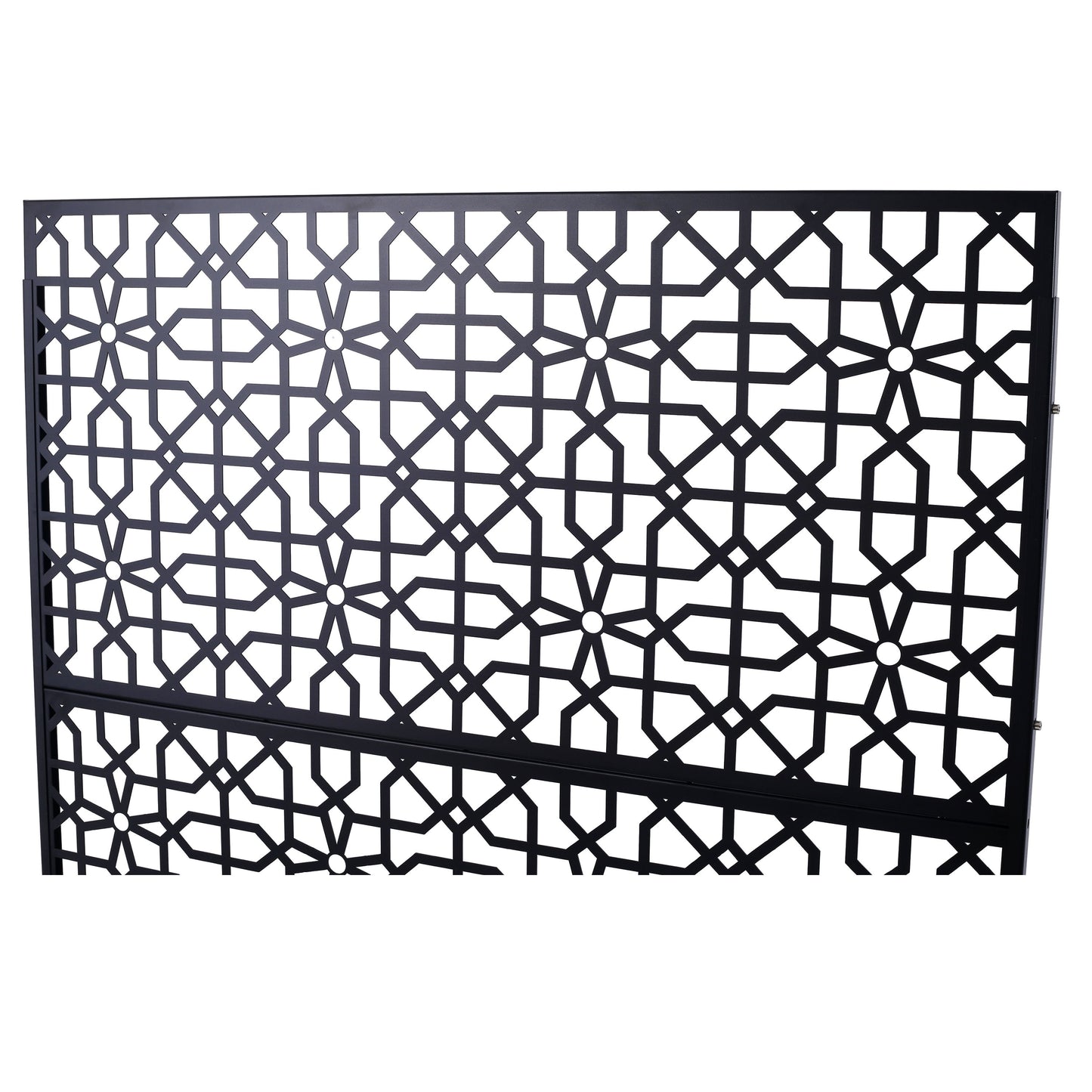 Outdoor & Indoor Privacy Screen Metal Privacy Screen Freestanding Decorative Privacy Screen Steel - Black