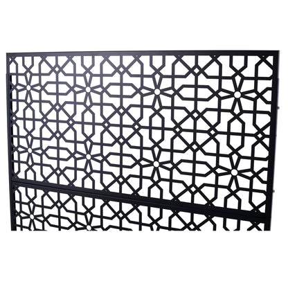 Outdoor & Indoor Privacy Screen Metal Privacy Screen Freestanding Decorative Privacy Screen Steel - Black