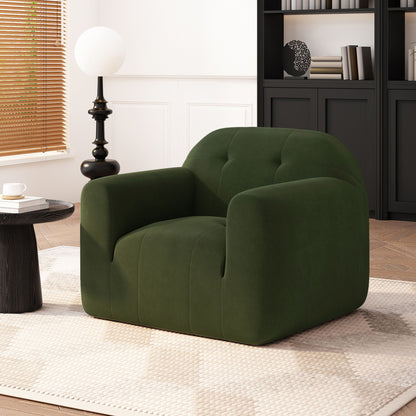 Harmonara - Boucle Upholstered Club Chair With Blind Tufting - Sage
