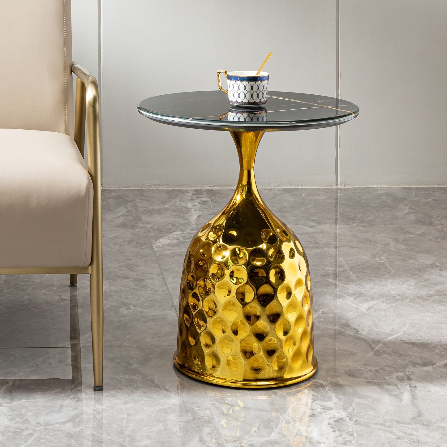 Nordic Style Iron Round Tray Coffee Table Carbon Steel - Gold