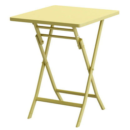 3 Piece Patio Bistro Set Of Foldable Square Table And Chairs - Yellow